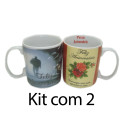 Kit: 2 Canecas Porcelana Aniversário