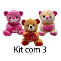 Kit: 3 Urso Com Coração